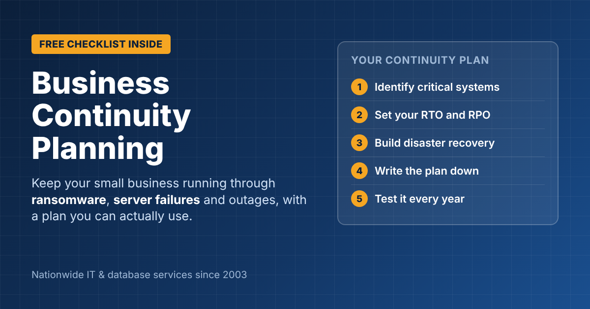 Business continuity planning checklist for small businesses